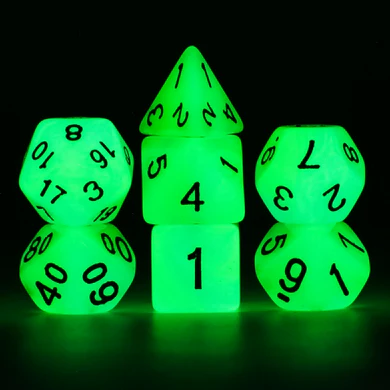 Foam Brain - Glow in the Dark: Blue and Green RPG Dice Set