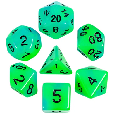 Foam Brain - Glow in the Dark: Blue and Green RPG Dice Set