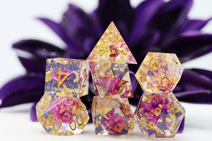 Foam Brain - Sharp Edge Resin RPG Dice Set: Purple Lotus