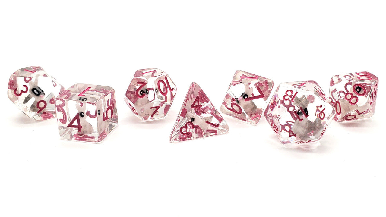 7 Piece DnD RPG Dice Set: Infused - Pink Bunny Rabbit