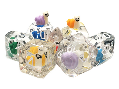 7 Piece DnD RPG Dice Set: Animal Kingdom - Snail Rainbow