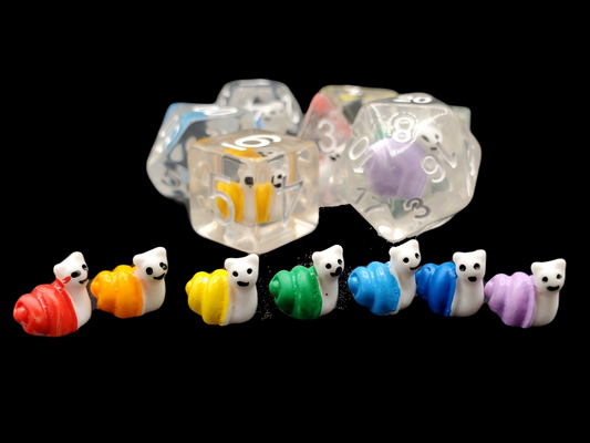 7 Piece DnD RPG Dice Set: Animal Kingdom - Snail Rainbow
