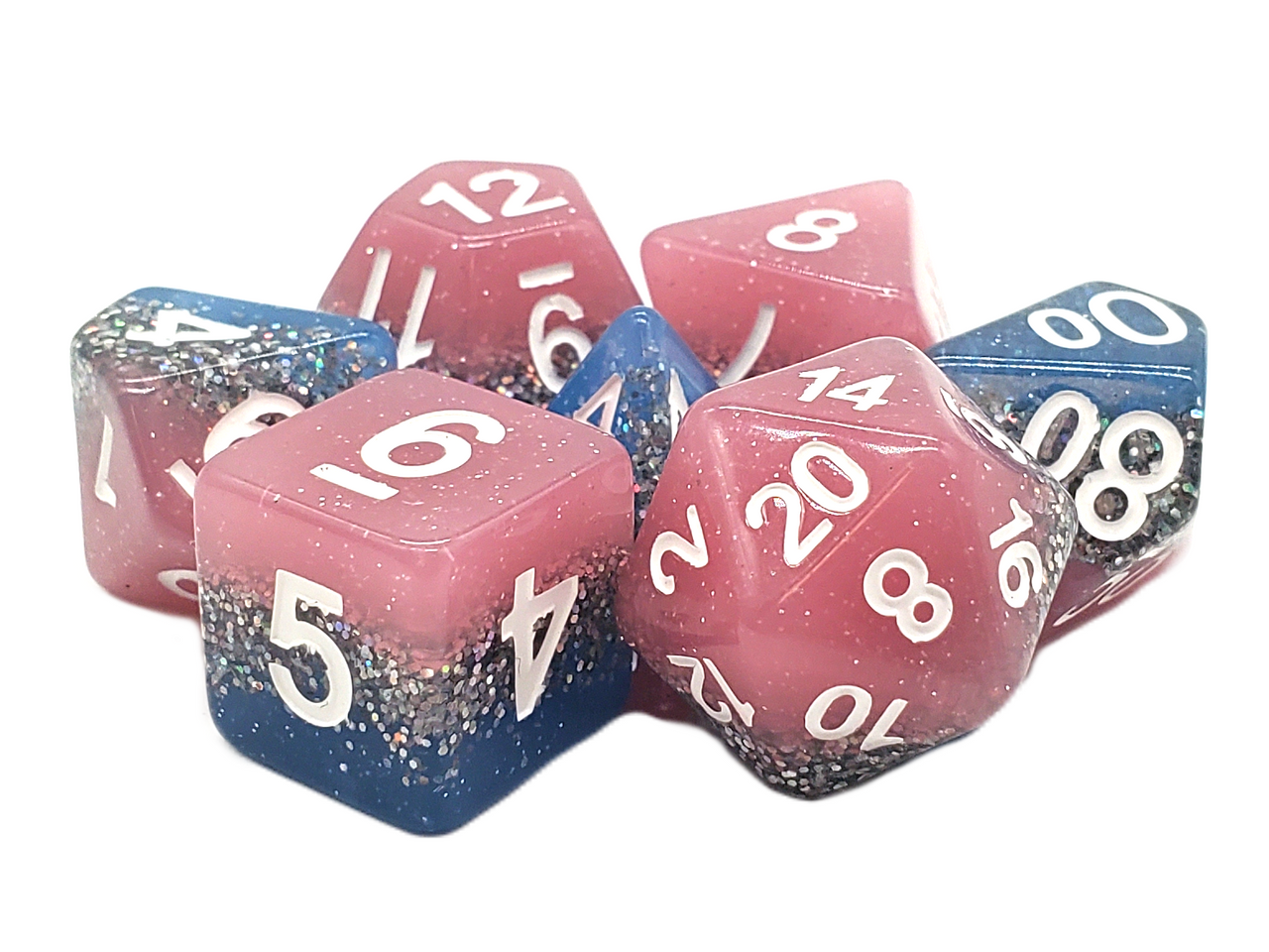 7 Piece DnD RPG Dice Set: Gradients - Bubblegum Blast