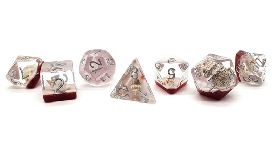 7 Piece DnD RPG Dice Set: Infused - Beach Party - Red