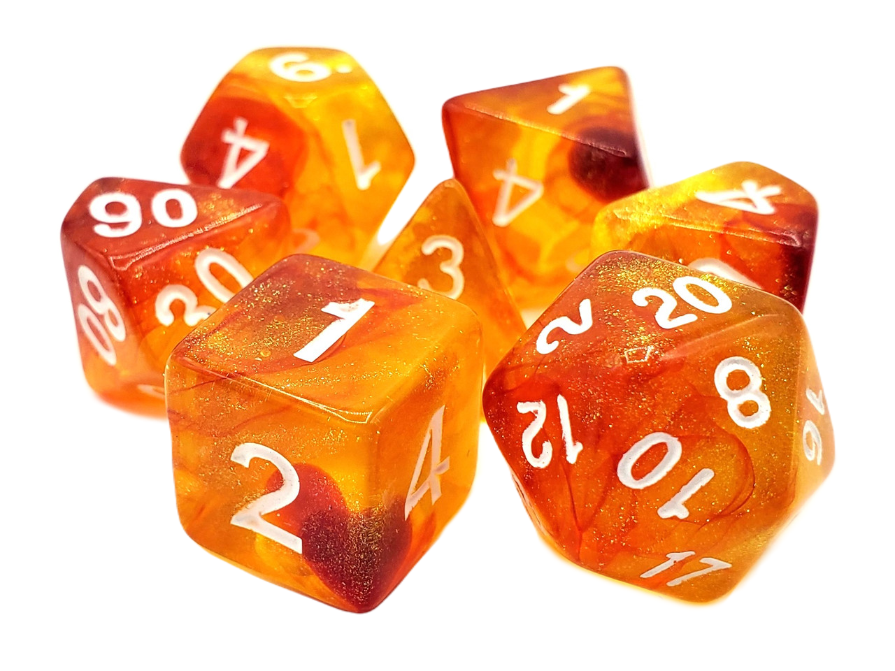 7 Piece DnD RPG Dice Set: Galaxy - Exploding Sun