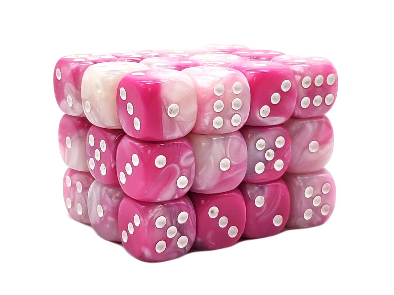 Old School 36ct 12mm D6 Dice Set: Vorpal - Pink & White