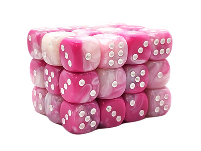 Old School 36ct 12mm D6 Dice Set: Vorpal - Pink & White