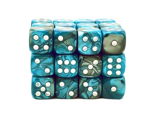 Old School 36ct 12mm D6 Dice Set: Vorpal - Silver & Teal