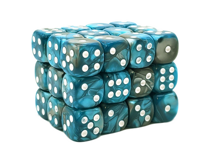 Old School 36ct 12mm D6 Dice Set: Vorpal - Silver & Teal