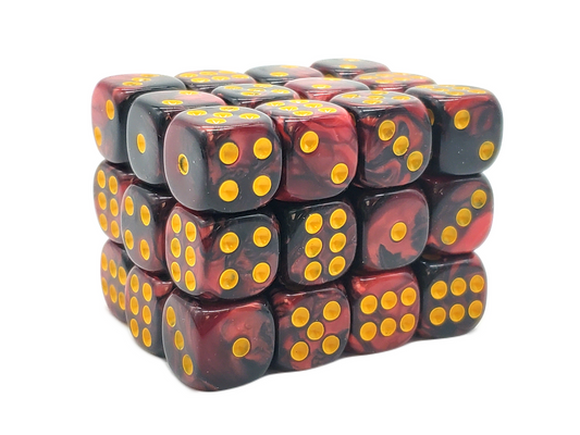 Old School 36ct 12mm D6 Dice Set: Vorpal - Blood Red & Black