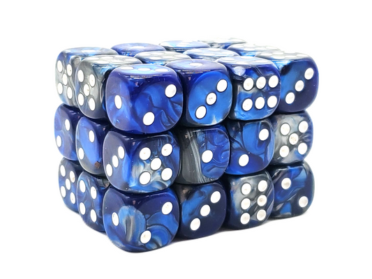 Old School 36ct 12mm D6 Dice Set: Vorpal - Silver & Blue