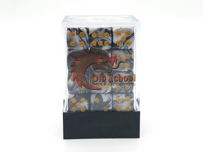 Old School 36ct 12mm D6 Dice Set: Vorpal - Black & White w/ Gold