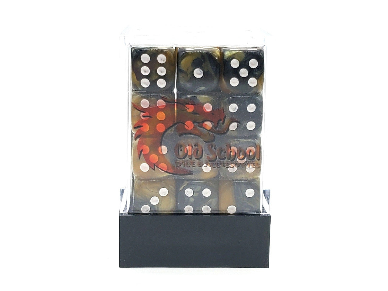 Old School 36ct 12mm D6 Dice Set: Vorpal - Black & Gold