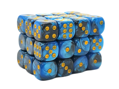 Old School 36ct 12mm D6 Dice Set: Vorpal - Black & Blue w/ Gold