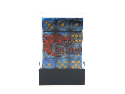 Old School 36ct 12mm D6 Dice Set: Vorpal - Black & Blue w/ Gold