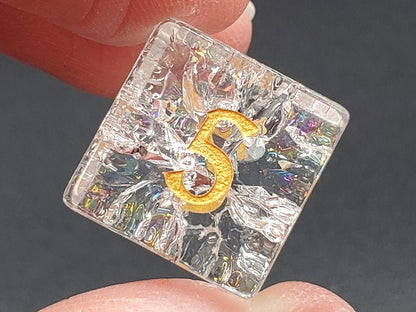 Old School Dice: Gemstone 7-Piece Set - Blast Glass - Moonstone w/ Gold