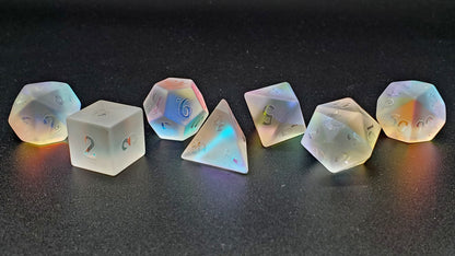Old School Dice: Gemstone 7-Piece Set - Frosted Prismatic Dreams