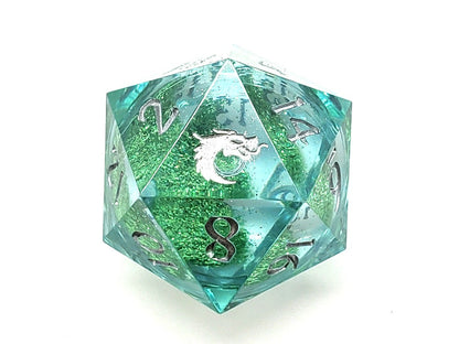 Old School Dice: Sharp Edged 7-Piece Dice Set - Emerald Fury