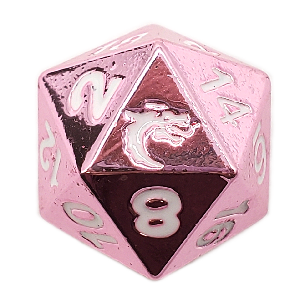 Old School 7 Piece DnD RPG Metal Dice Set: Halfling Forged - Electric Pink