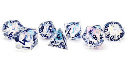 Old School Dice: Sharp Edged 7-Piece Dice Set - Crystal Ice