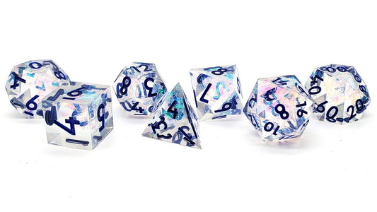 Old School Dice: Sharp Edged 7-Piece Dice Set - Crystal Ice