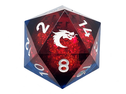 Old School Dice: Sharp Edged 35mm D20 - Liquid Infused - Space Nebula Fury