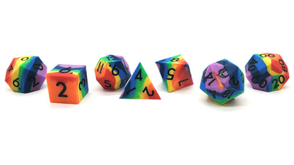 Old School Dice: Silicone 7-Piece Sets - Rainbow