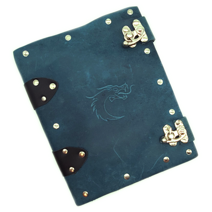 Old School Dice: Adventure Journal 8x6 - Light Blue Leather