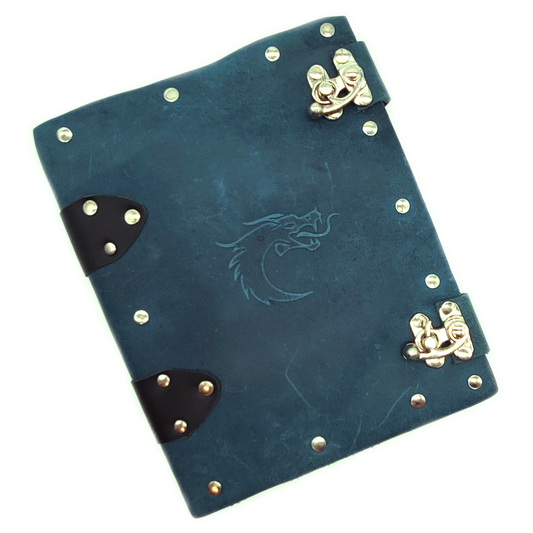 Old School Dice: Adventure Journal 8x6 - Light Blue Leather