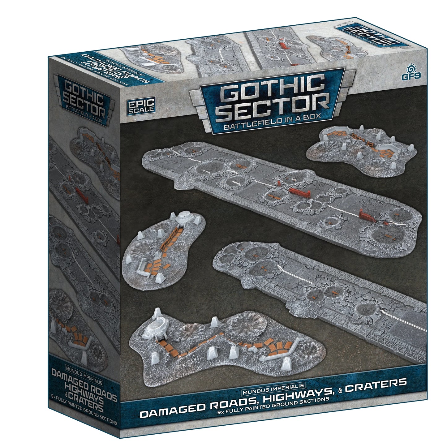 Battlefield in a Box - Mundus Imperialis: Highways, Roads, and Craters (Damaged x9)