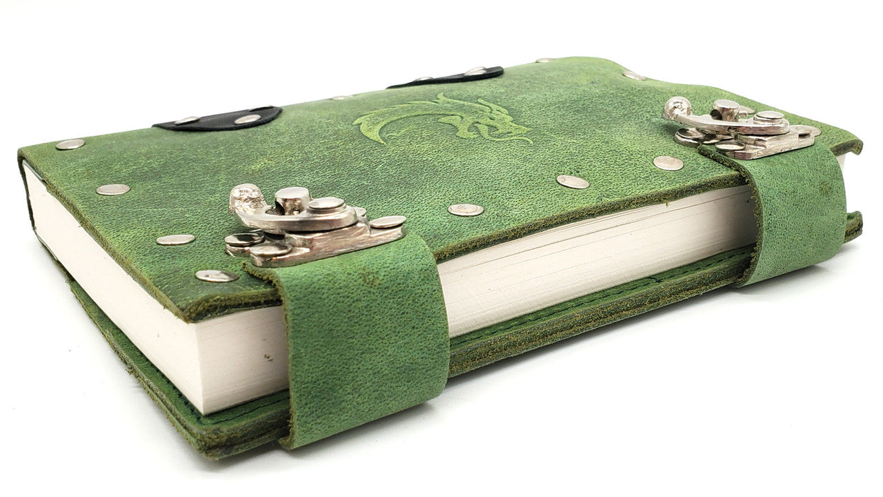 Old School Dice: Adventure Journal 7x5 - Light Green Leather