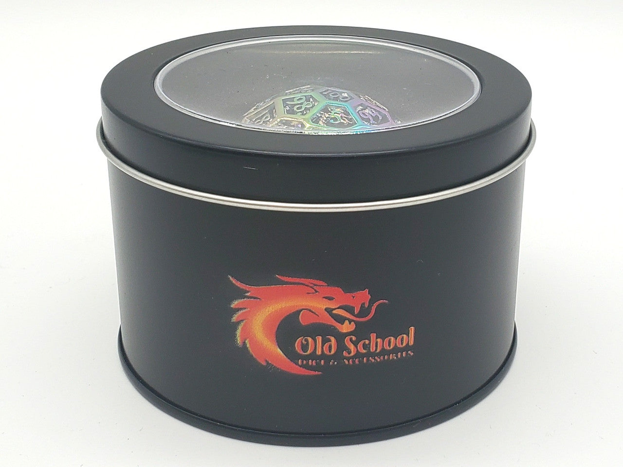 Old School Dice: Hollow Metal 50mm D100 - Dragon's Head - Spectral