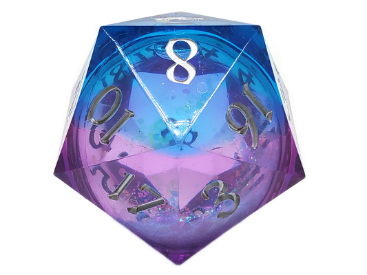 Old School Dice: Sharp Edged 55mm D20 - Liquid Infused - Twilight Fury