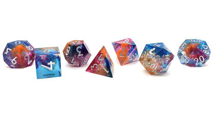 Old School Dice: Sharp Edged 7-Piece Dice Set - Kingfisher