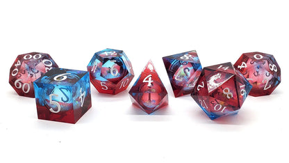 Old School Dice: Sharp Edged 7-Piece Dice Set - Liquid Infused - Space Fury