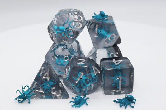 Foam Brain - Teal Octopus RPG Dice Set