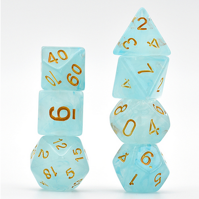 Foam Brain - Cyan Silk Translucent Dice RPG Dice Set