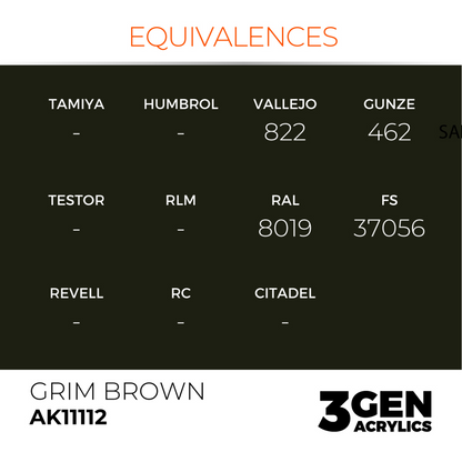 AK Interactive 3G Acrylic Paint: Grim Brown - Standard
