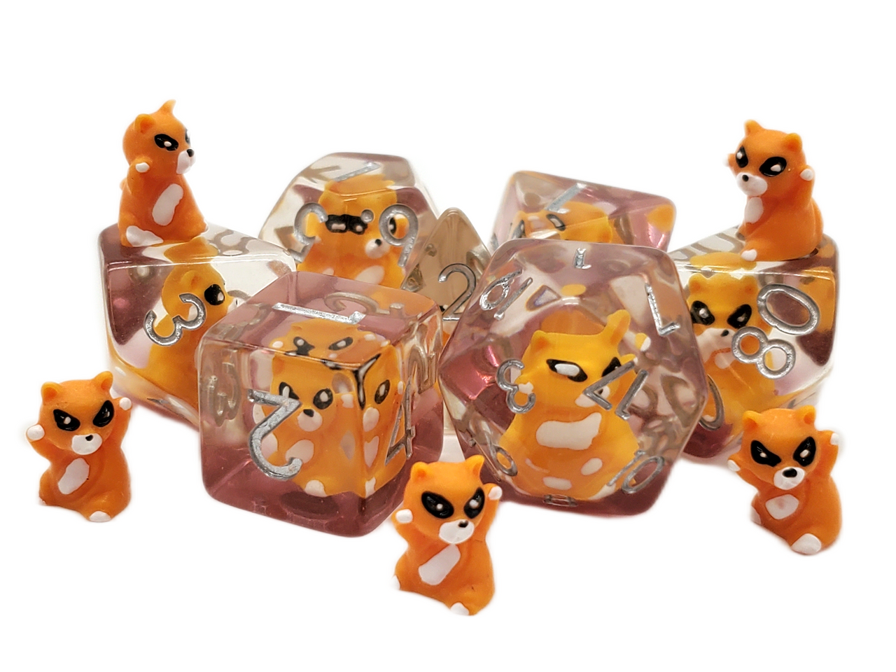 7 Piece DnD RPG Dice Set: Animal Kingdom - Cat - Yellow