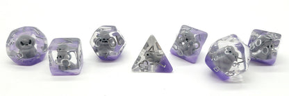 7 Piece DnD RPG Dice Set: Animal Kingdom - Puppy Dog - Grey