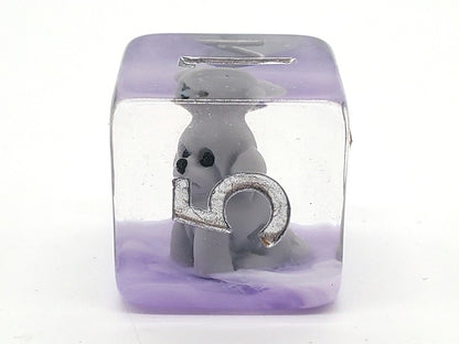 7 Piece DnD RPG Dice Set: Animal Kingdom - Puppy Dog - Grey