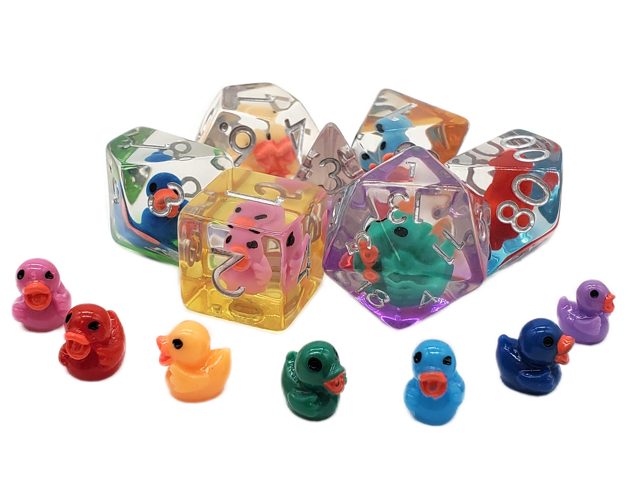 7 Piece DnD RPG Dice Set: Animal Kingdom - Duck - 7 Color