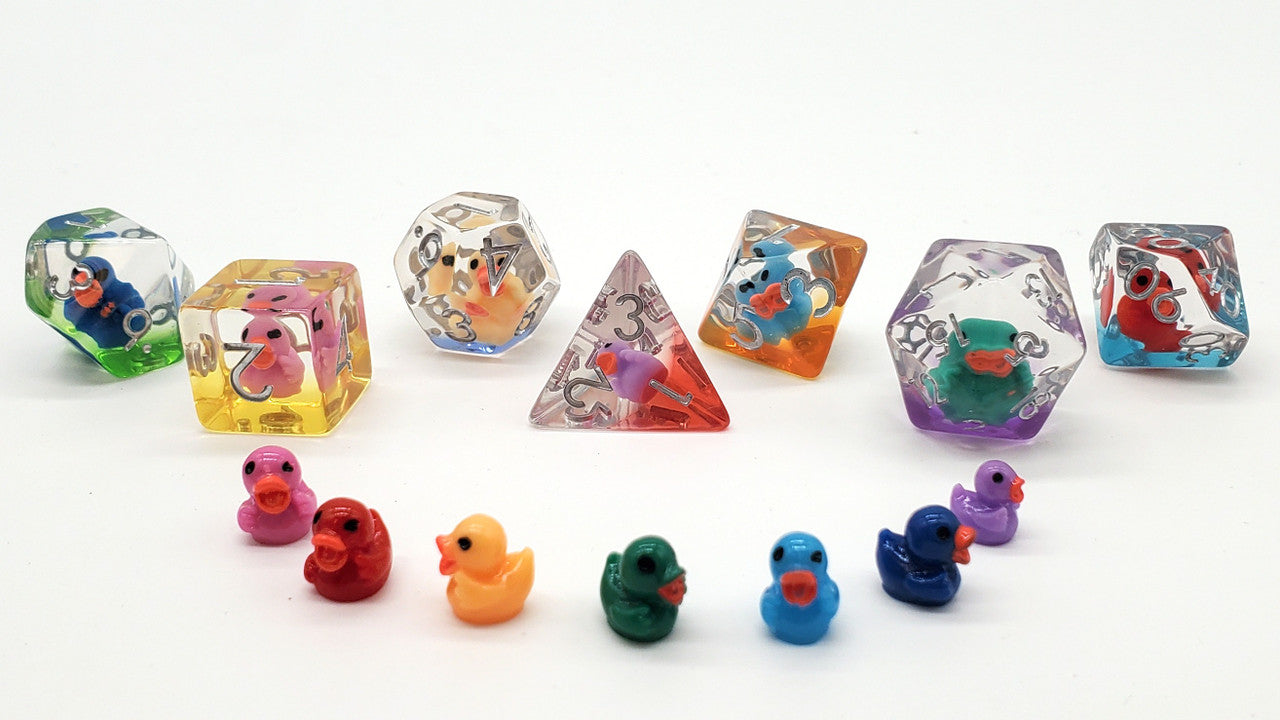7 Piece DnD RPG Dice Set: Animal Kingdom - Duck - 7 Color