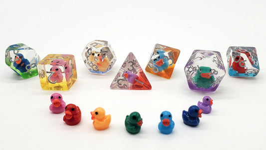 7 Piece DnD RPG Dice Set: Animal Kingdom - Duck - 7 Color