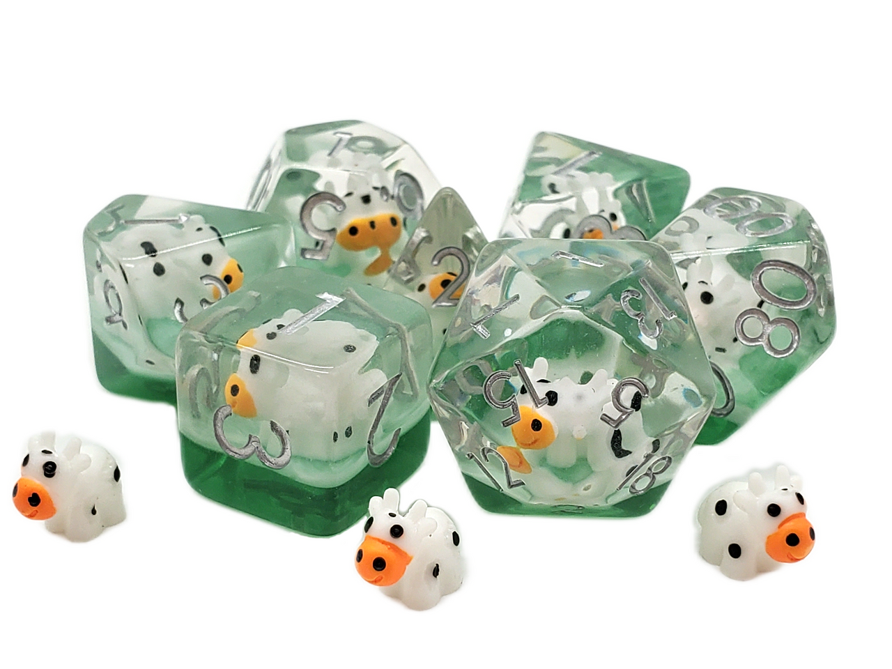 7 Piece DnD RPG Dice Set: Animal Kingdom - Cow