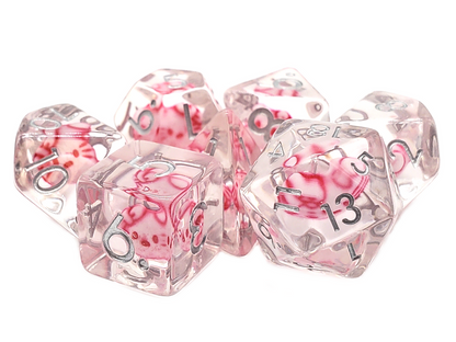7 Piece DnD RPG Dice Set: Animal Kingdom - Purrfect Pink Cat