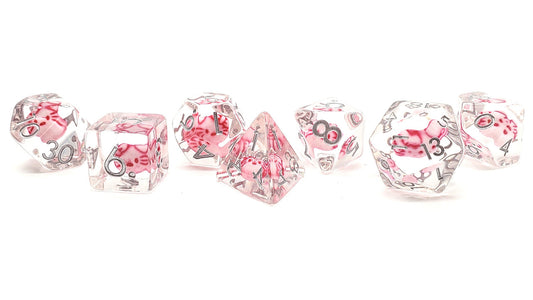 7 Piece DnD RPG Dice Set: Animal Kingdom - Purrfect Pink Cat