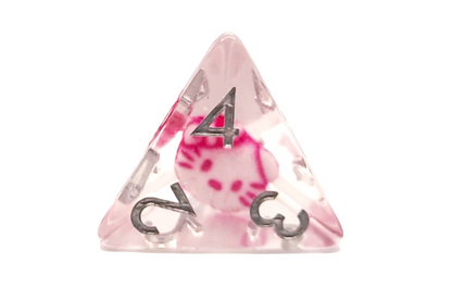 7 Piece DnD RPG Dice Set: Animal Kingdom - Purrfect Pink Cat