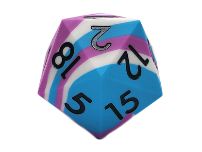 Old School Dice:  Silicone 50mm D20 - Blue, White & Lilac