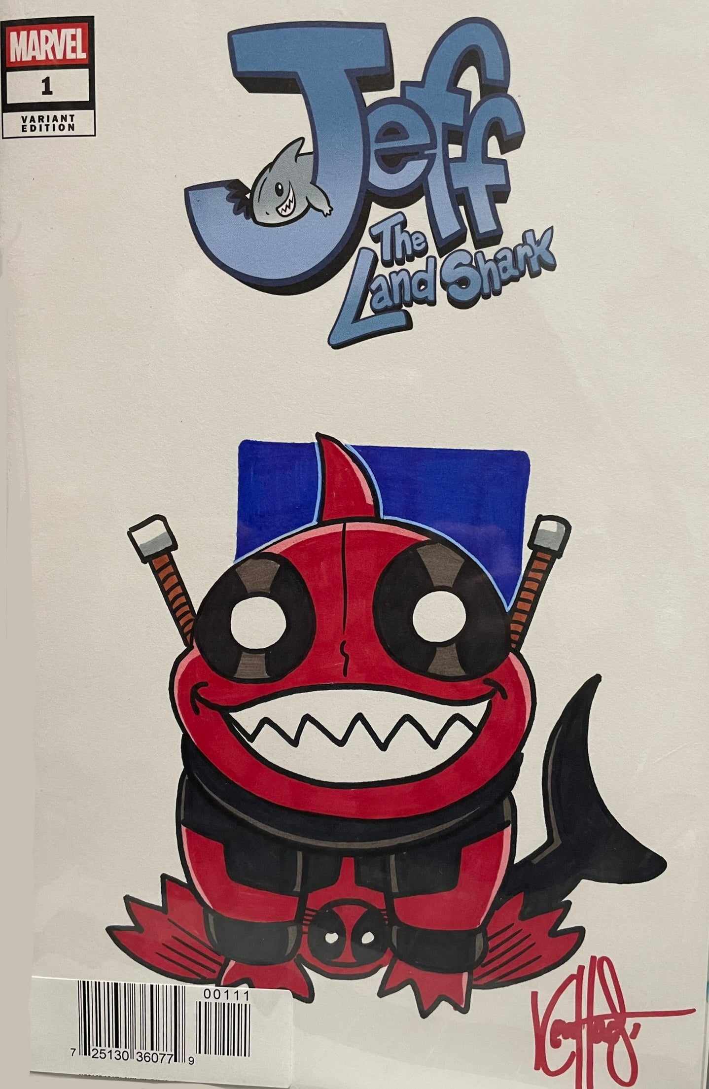Df Jeff The Land Shark #1 Blank Variant Signed And Remarked By Ken Haeser With Jeffpool Sketch